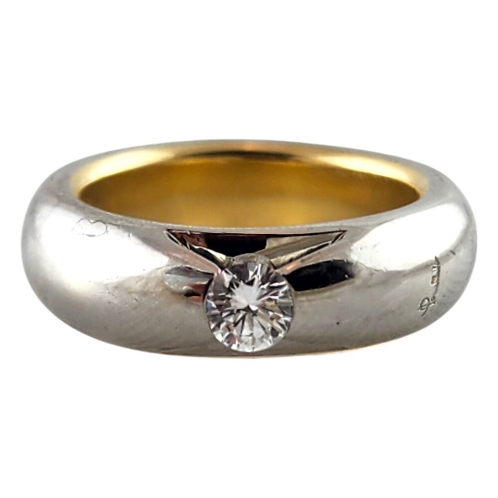 Pomellato 18 Karat White & Yellow Gold Diamond Ring Size 6.5 #19788